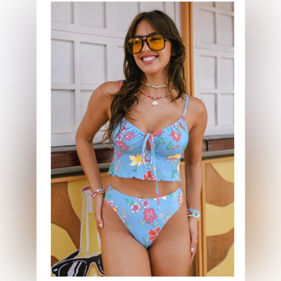 Cupshe Other - CUPSHE Floral Blue Bikini Set